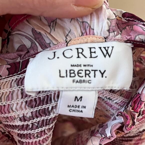 J. CREW Liberty Smocked Shirt button-back top Butterfield Poppy Size Medium - Picture 7 of 8